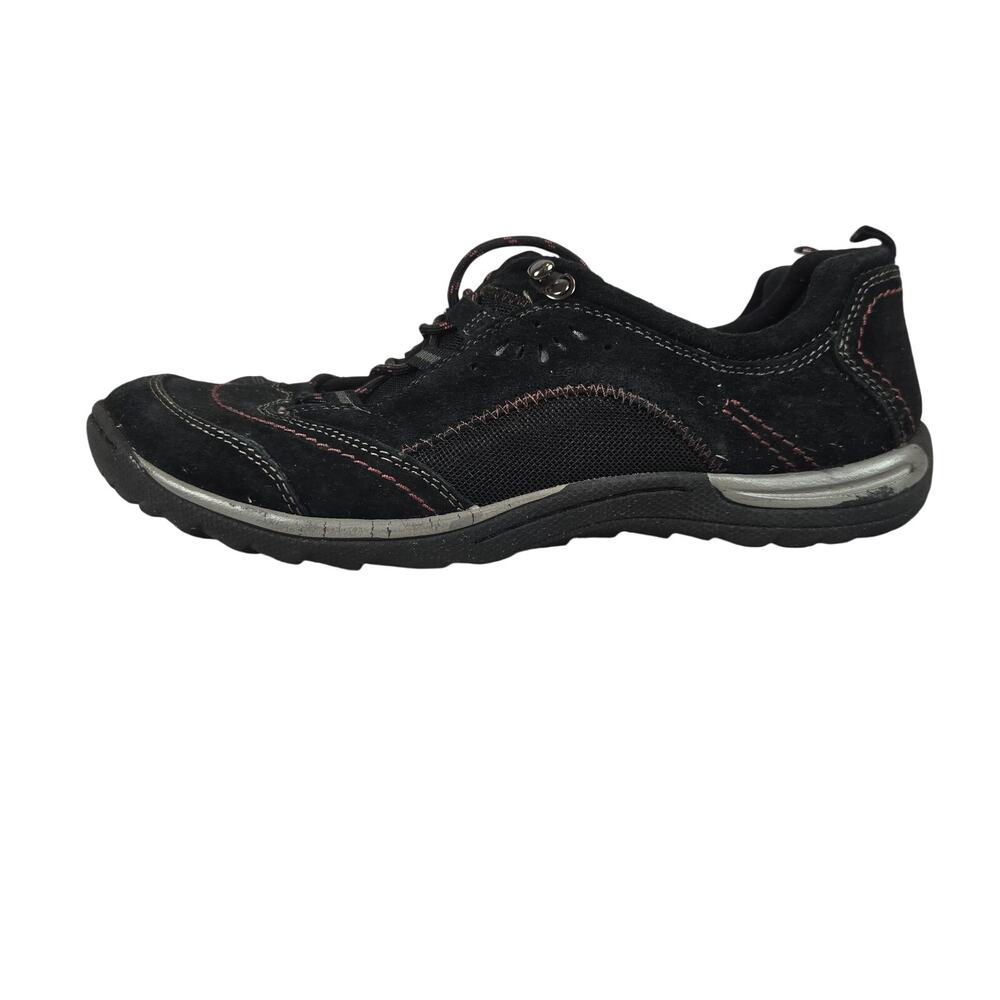 Earth Origins Womens Kamryn Shoes 10 Black Leather Suede Sneaker Outdoor Comfort